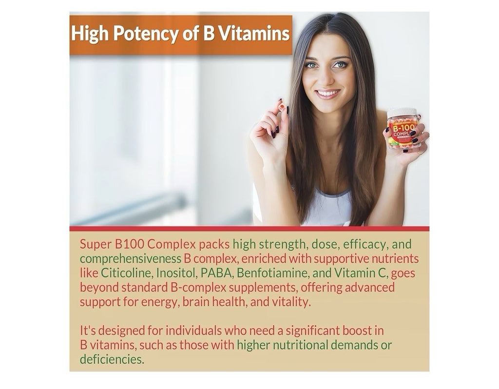2 Pack Neviss B 100 Complex Methylated B Complex Women & Men Energy Brain Immune