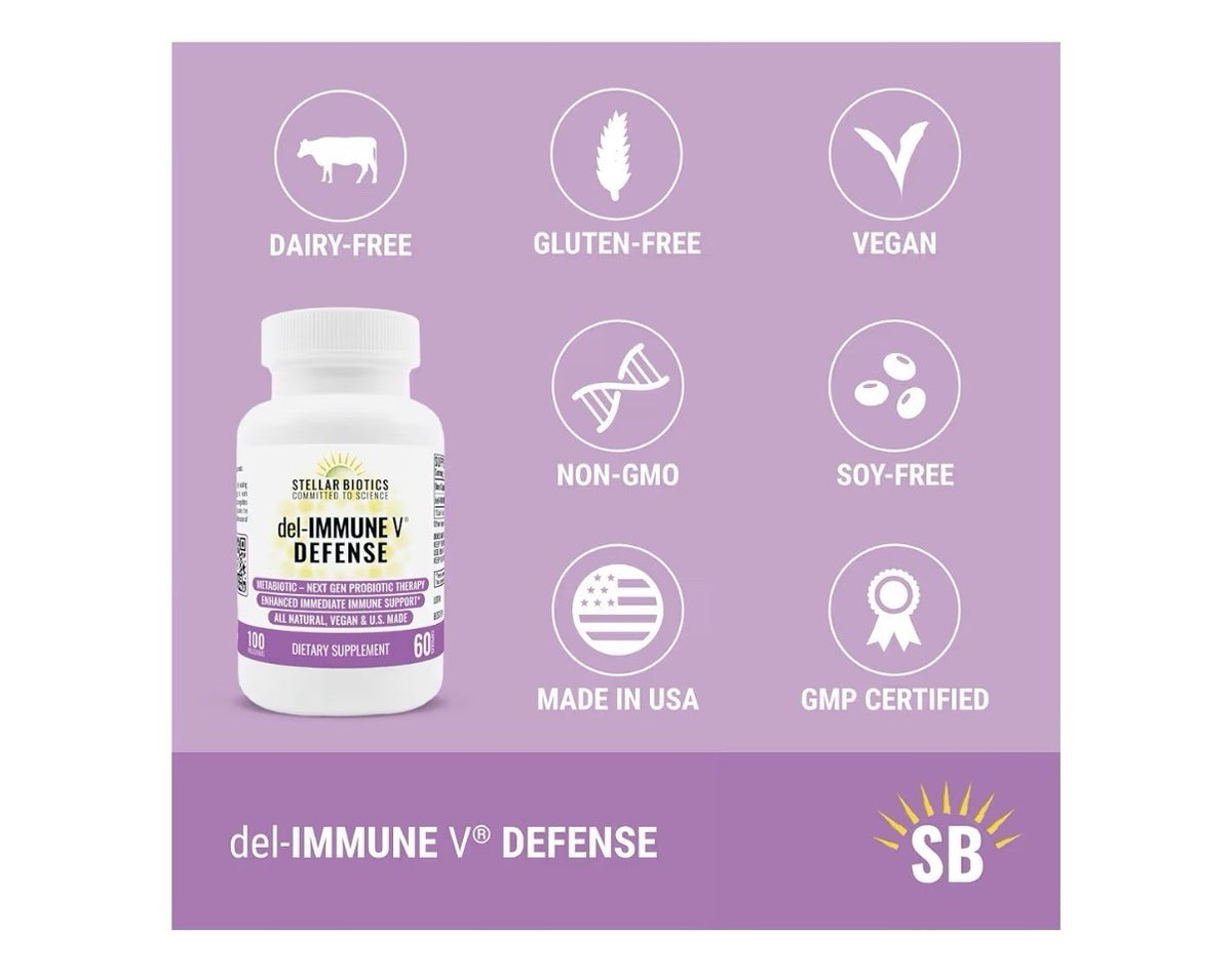 Del-Immune V Defense by Stellar Biotics Natural Immune Support Gut Health 60cap