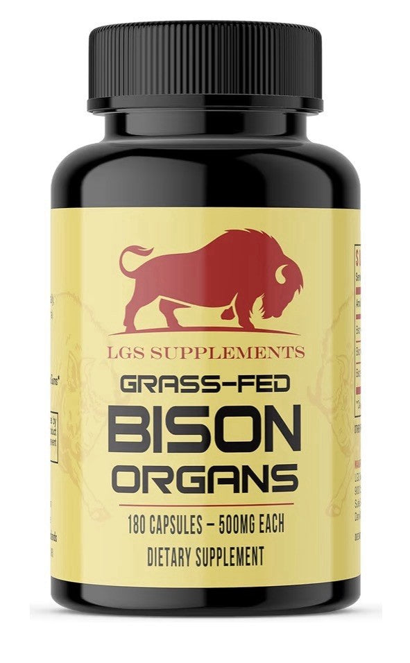 LGS Supplements Grass Fed Bison Organ Supplement For Whole Body Wellness 180caps