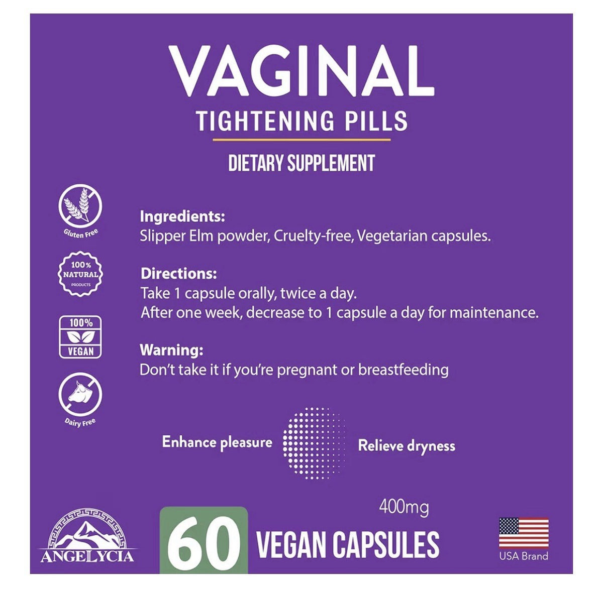 Angelicia Vaginal Tightening Pills Moisturizer Lubricate For Dryness 60 Capsules