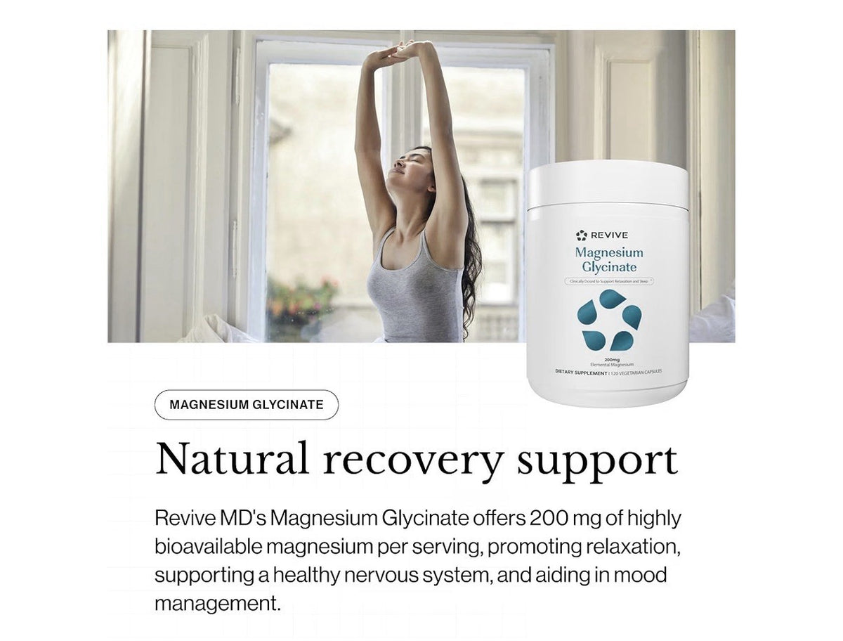 Revive Magnesium Glycinate 200mg Supports Relaxation And Sleep 120 Capsules
