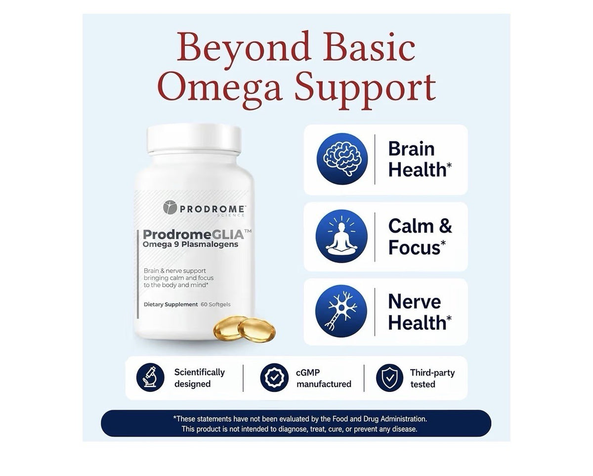 Prodrome ProdromeGLIA Omega 9 Plasmalogen Brain Nerve Support Focus Calm 60sgel