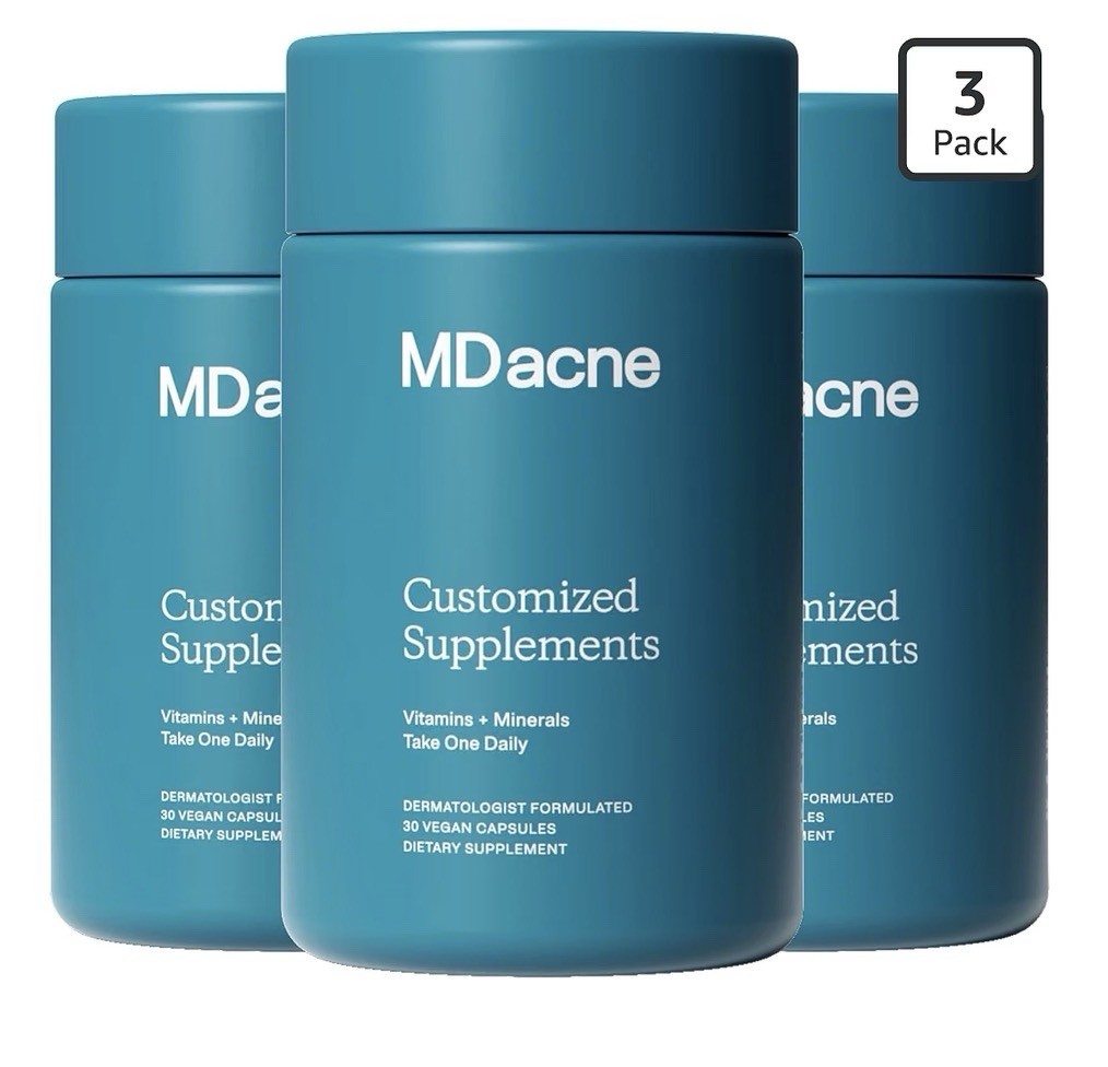 MDacne Vitamins + Minerals Clear Calm Skin Redness Customized Supplements 3 Pack