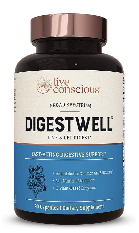 Live Conscious DigestWell Fast-Acting Digestive Support Gas & Bolting 90 Capsule