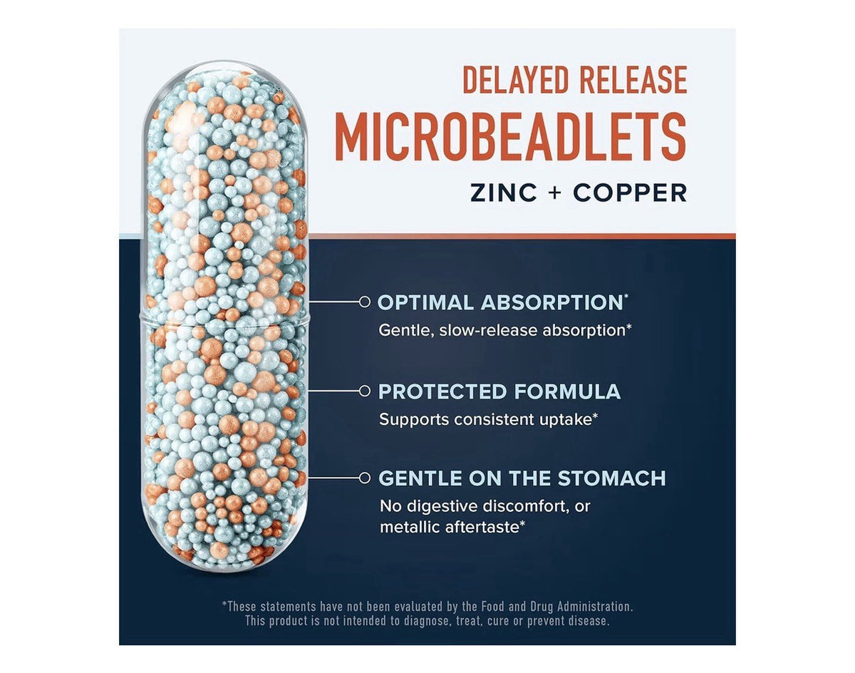 SMNutrition Zinc Supplement Microbeadlets with Copper for Immune Support 60 Caps