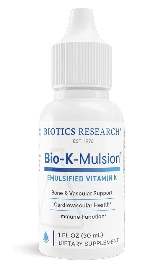 Biotics Research Bio K Mulsion Vitamin K Liquid Drops Bone Vascular Immune 1oz