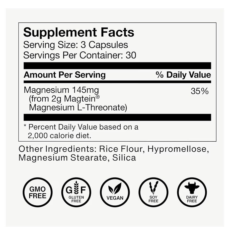 Momentous Magtein Magnesium L-Threonate Brain & Rest Support Supplement 90 Caps