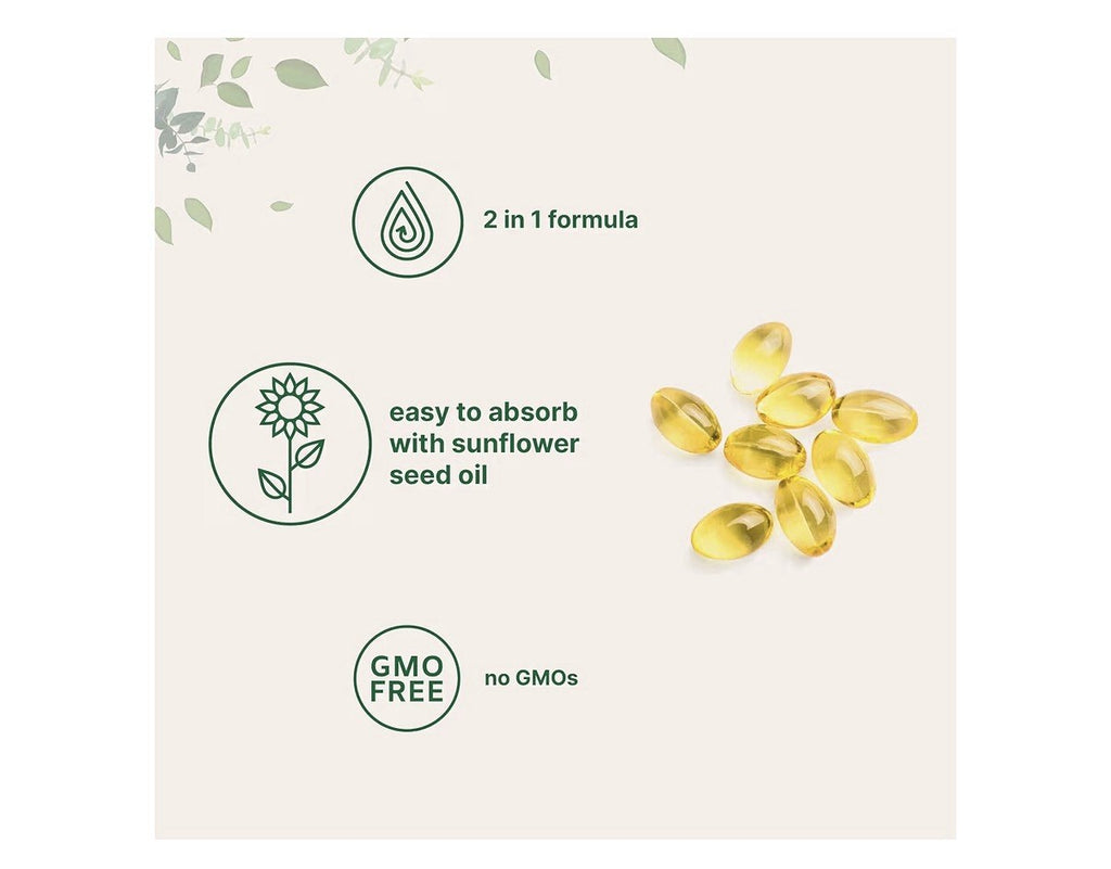 Micro Ingredients Vitamin D3 + K2 MK-7 5,000 IU D3 Per Serving 300 Softgels