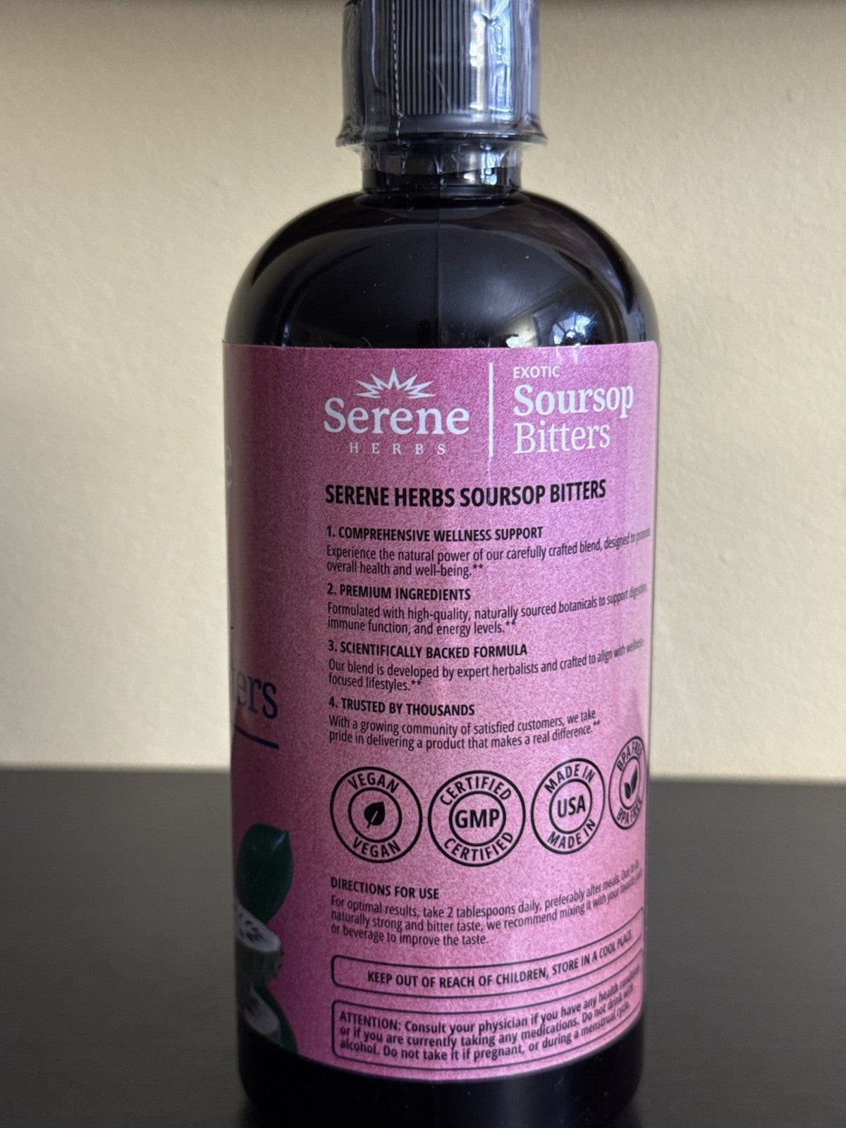 Serene Herbs Soursop Bitters Mixed Berries Gut Health Detox Vitality 16oz