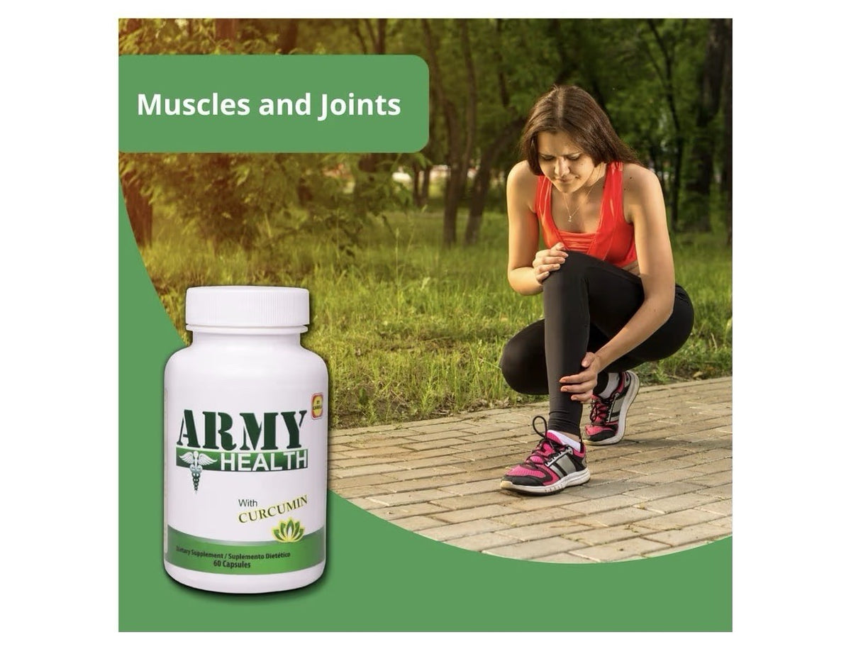 ARMY HEALTH Turmeric Curcumin Supplement Capsules Extra Strength Turmeric 60Caps