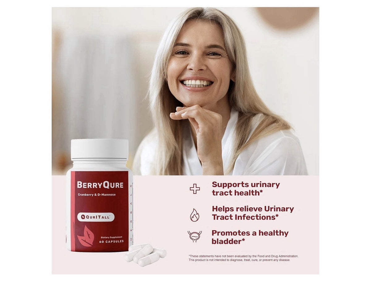 QurltAll BerryQure Cranberry & D-Mannose Women Urinary Tract Health Support 60ca