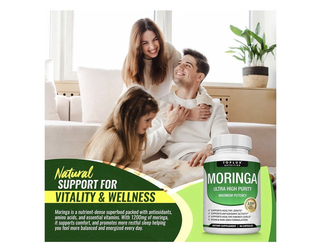Toplux Moringa Capsules 1200mg Ultra High Purity Maximum Potency 90 Capsules