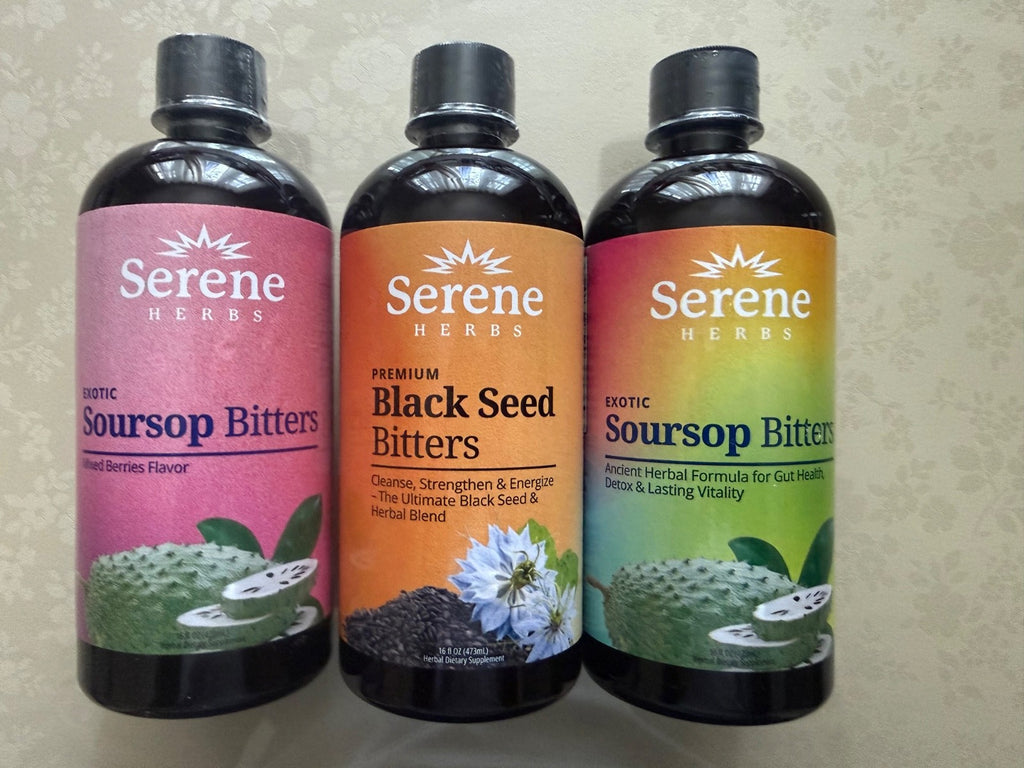 Serene Herbs Soursop Bitters Liquid Mixed Berries & Black Seed Triple Bundle