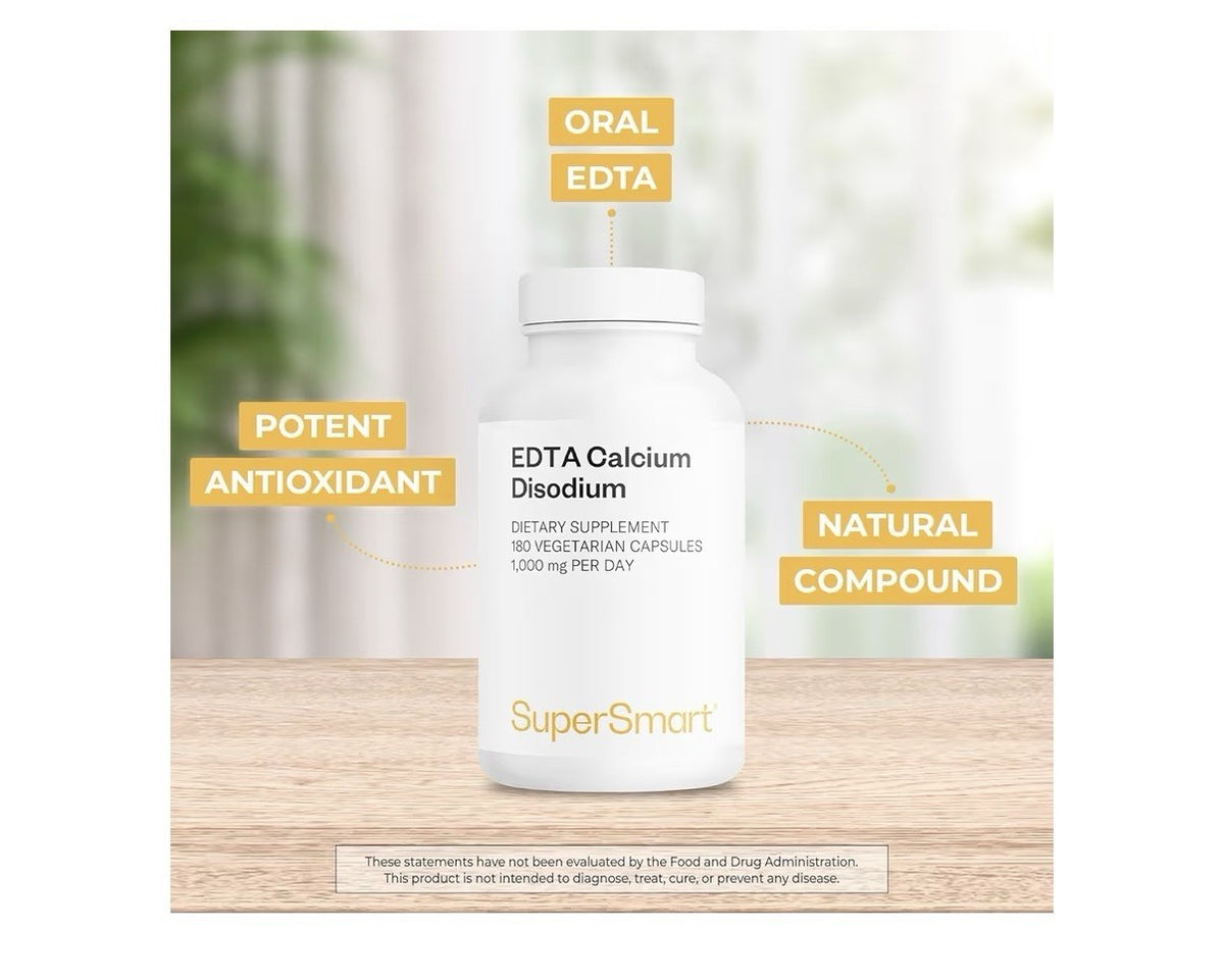 SuperSmart EDTA Calcium Disodium 1000mg per Day Dietary Supplement 180 Capsules