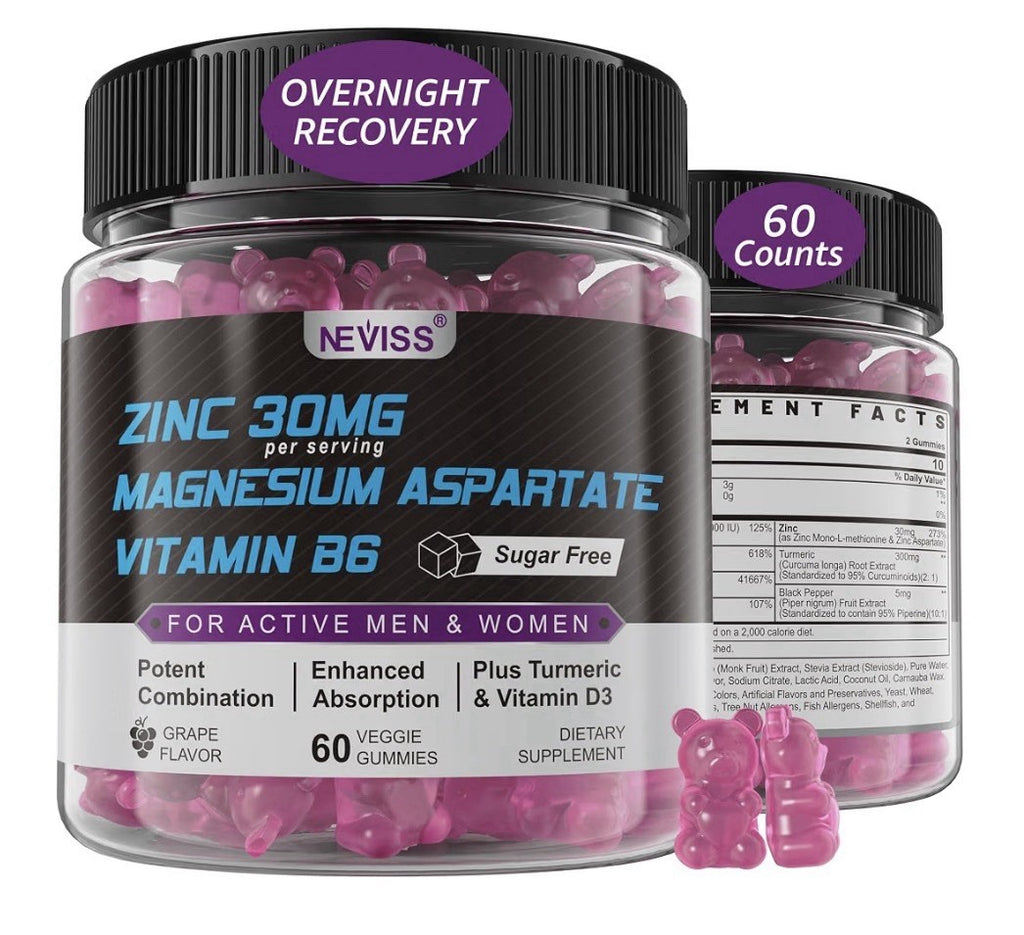 Neviss Zinc Magnesium Aspartate Vitamin B6 Recovery Post Workout 2 Pack Gummies