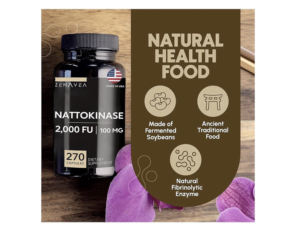 Zenavea Nattokinase Supplement 2000 FU of Enzyme of Nattokinase 100mg 270capsule
