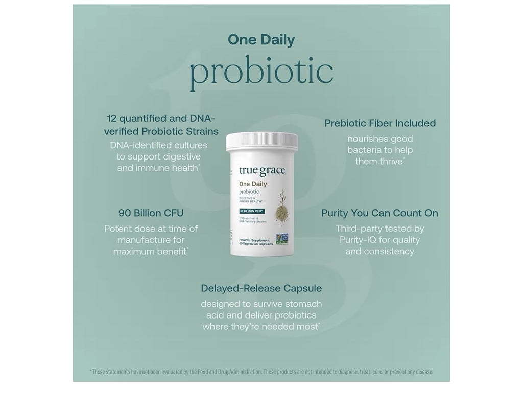 True Grace One Daily Probiotic Digestive Immune health 90 Billion CFU 60capsules