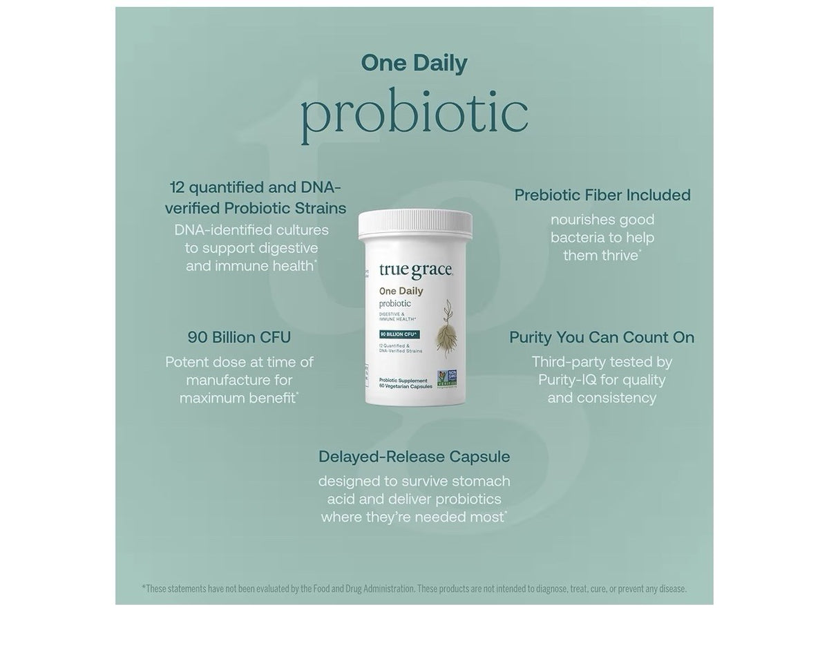 True Grace One Daily Probiotic Digestive Immune health 90 Billion CFU 60capsules