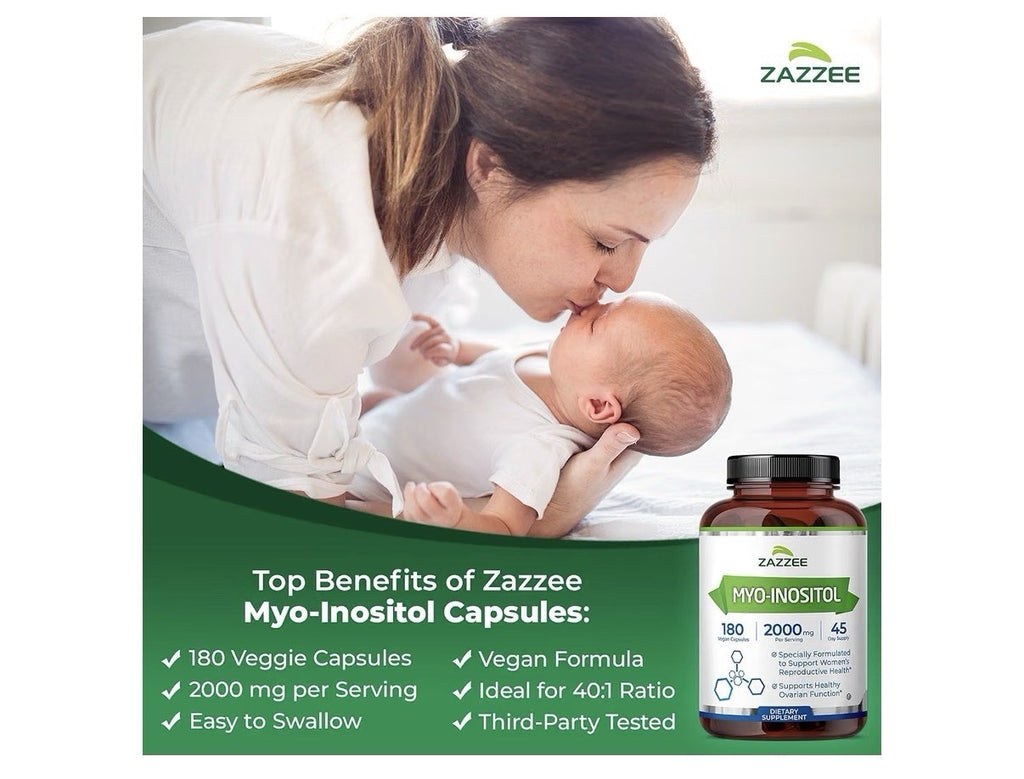 Zazzee Myo-Inositol Women’s Reproductive Health Healthy Ovarian Function 180caps