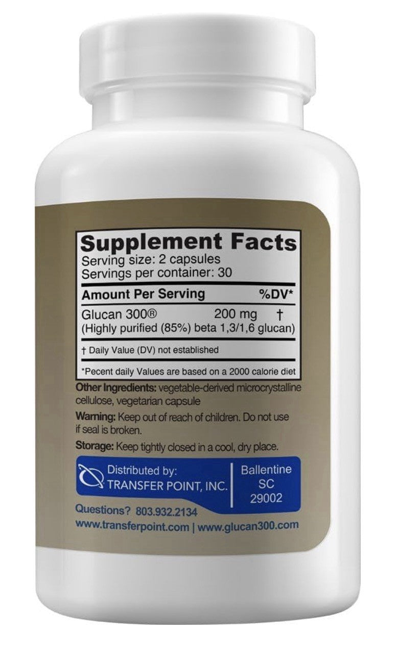 Transfer Point Beta 1,3D Glucan 100 mg Immune Support Dietary Supplement 60 Caps