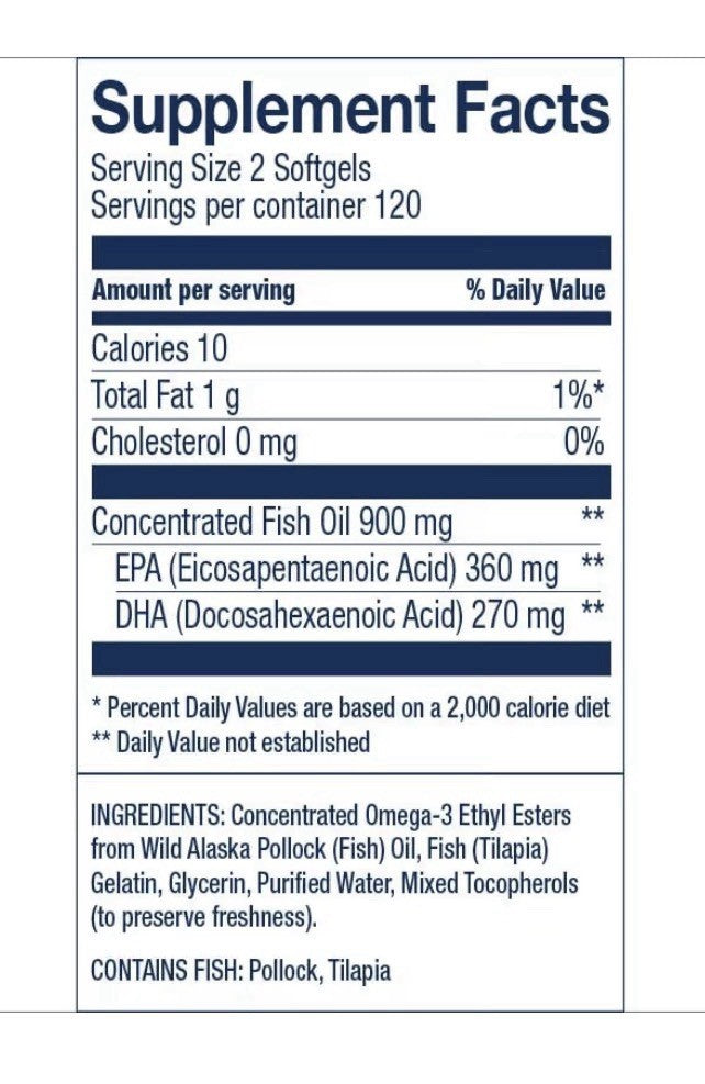 Wiley's Finest Wild Alaskan Fish Oil EPA DHA General Wellness Support 240softgel