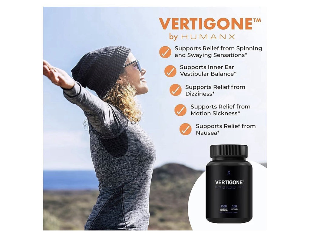 HUMANX VertiGone Vertigo Relief Support Inner Ear Balance Dizziness Nausea 180ca