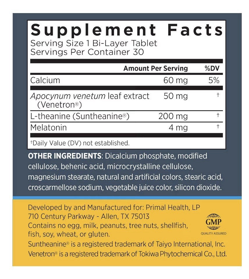 Primal Labs Sleep Refined Better Sleep Aid Improved Next Day Alertness 30Tablets