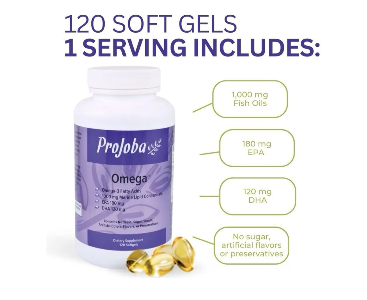 Youngevity Projoba Omega 1000 mg Omega-3 DHA EPA Brain Heart Health 120 Softgels