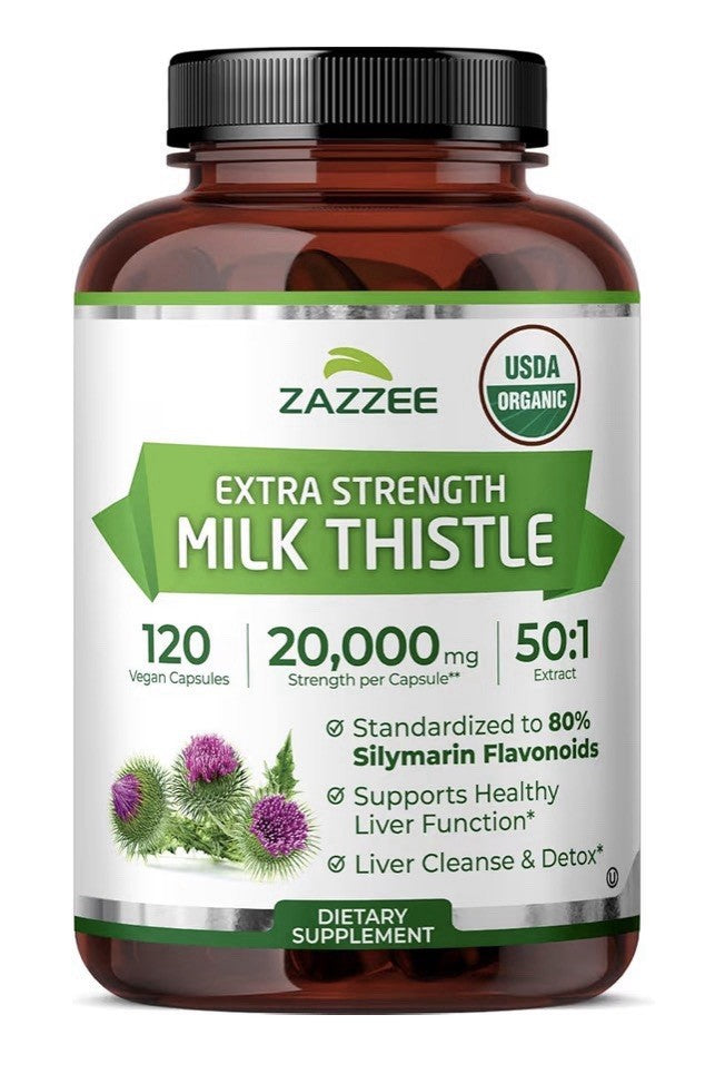 Zazzee Milk Thistle Silymarin Flavonoids Liver Function Detox Cleanse 120capsule