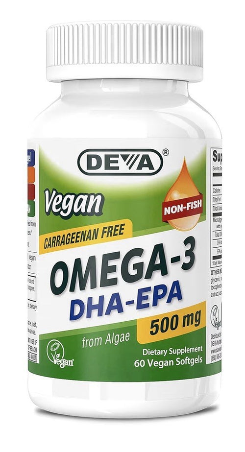 2 Pack DEVA Vegan Omega-3 DHA-EPA 500MG No Carrageenan Non-Fish Oil