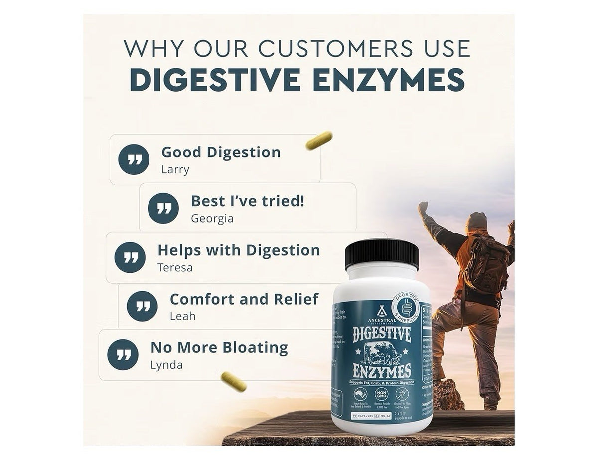 Ancestral Supplements Digestive Enzymes Grass Feed for Women & Men 90 Capsules