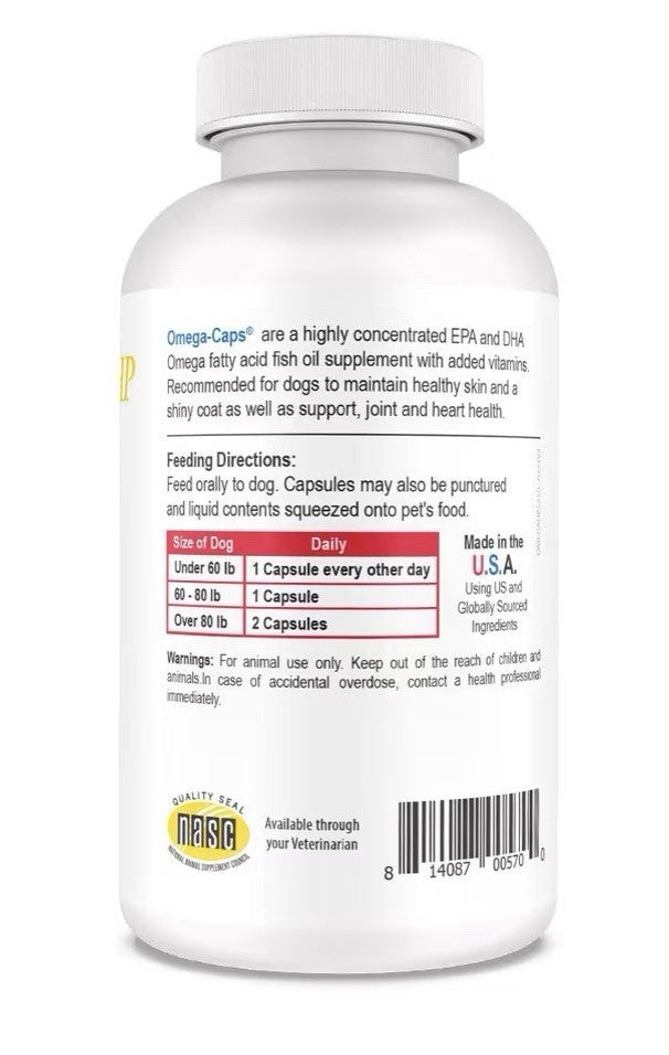 Omega Caps HP Snip Tips for Cats and Small Dogs Breeds High Potency 250 Capsules