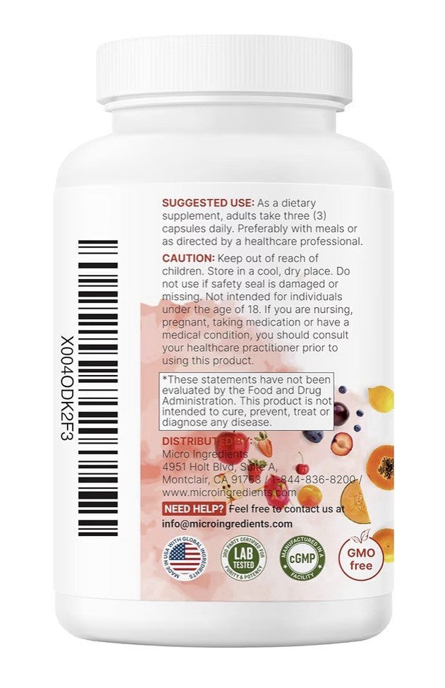 Micro Ingredients Fruit +  Veggies Probiotics Clean Ingredients Only 240 Capsule