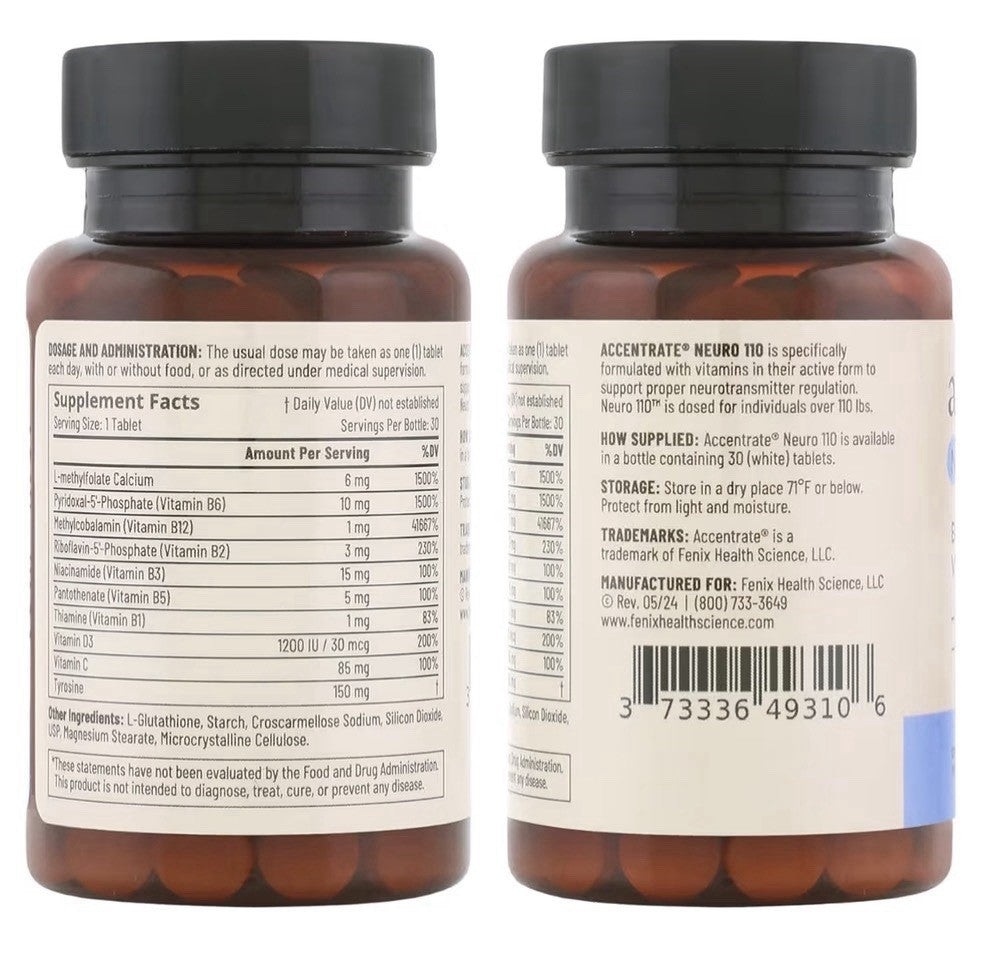 Accentrate Neuro 110 Methylated Vitamins For Brain Health Supplement 30 Tablets