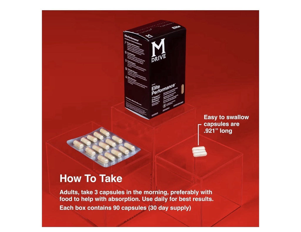 Mdrive Elite Testosterone Booster for Men Muscle Recovery Stress Relief 90 Caps