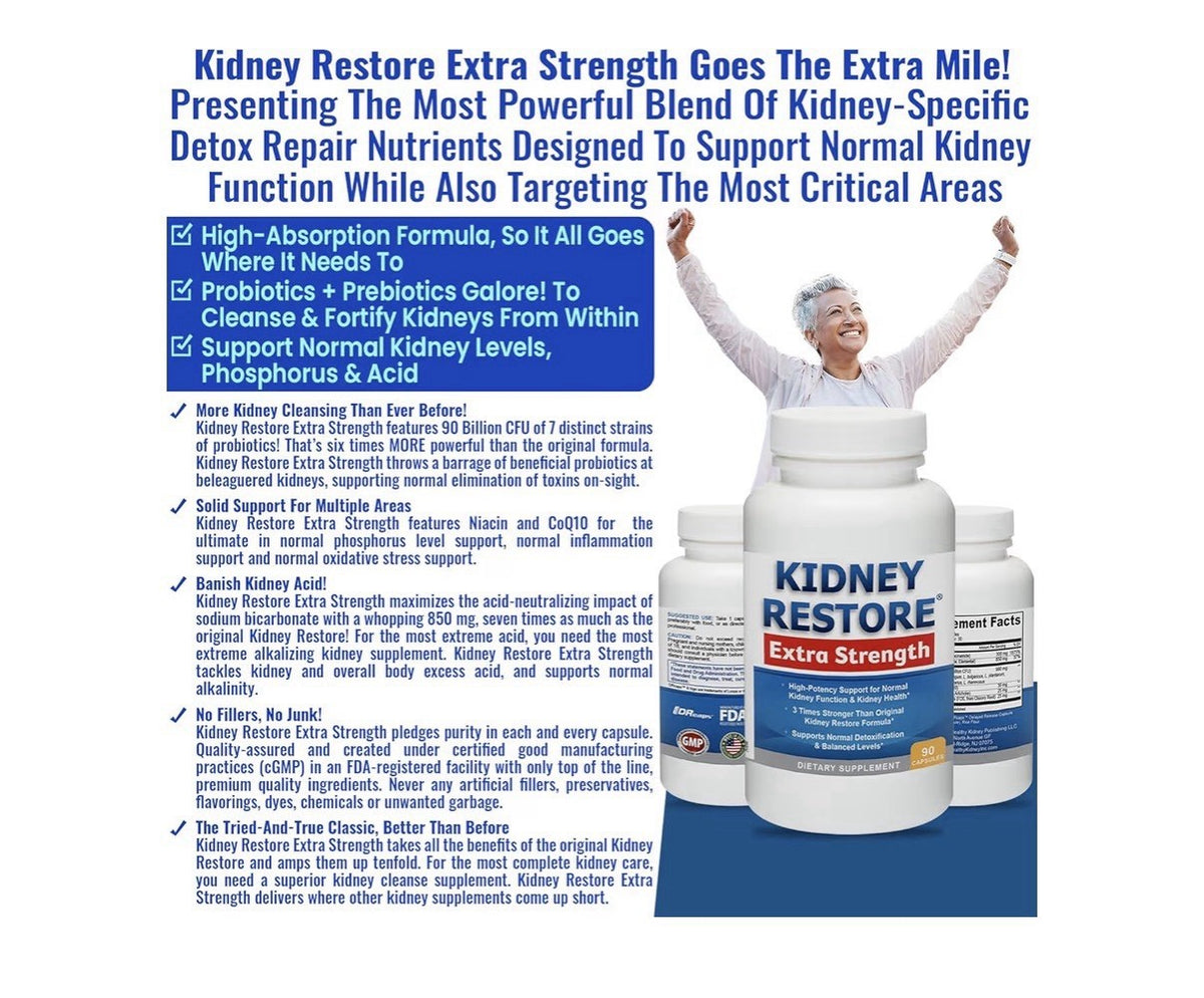 Kidney Restore Extra Strength Cleanse Detox Repair Kidney Health Function 90caps