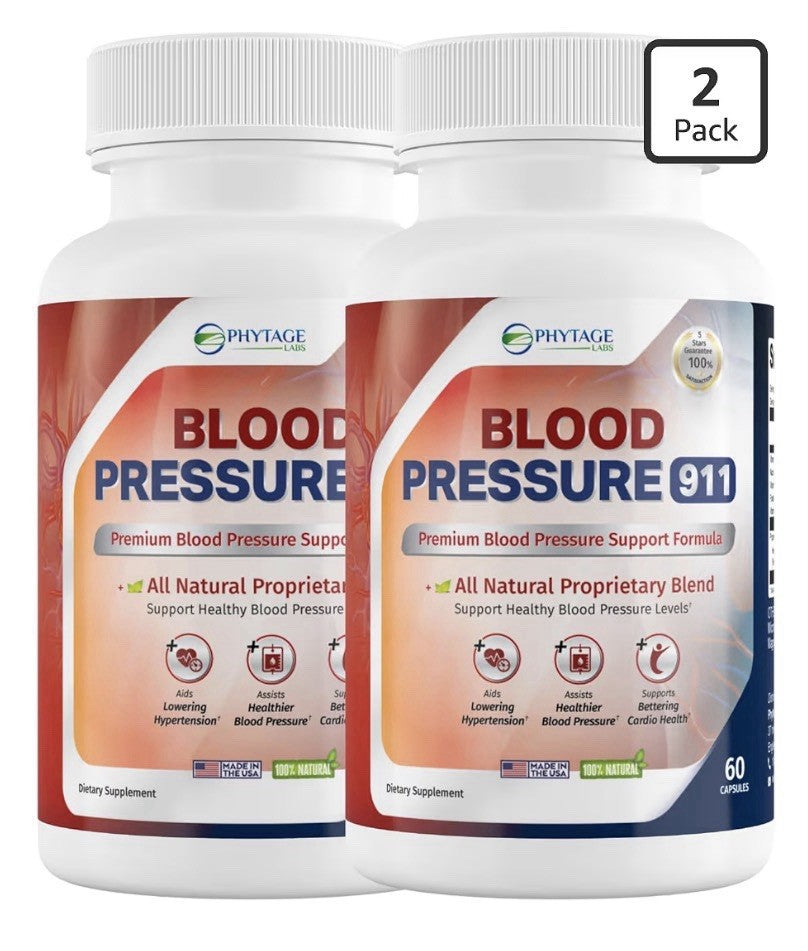 2 Pack Phytage Labs Blood Pressure 911 Heart Circulation Support Supplement