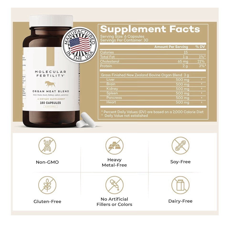Molecular Fertility Beef Organ Complex Pasture-Raised Grass Fed Beef Liver 180ca