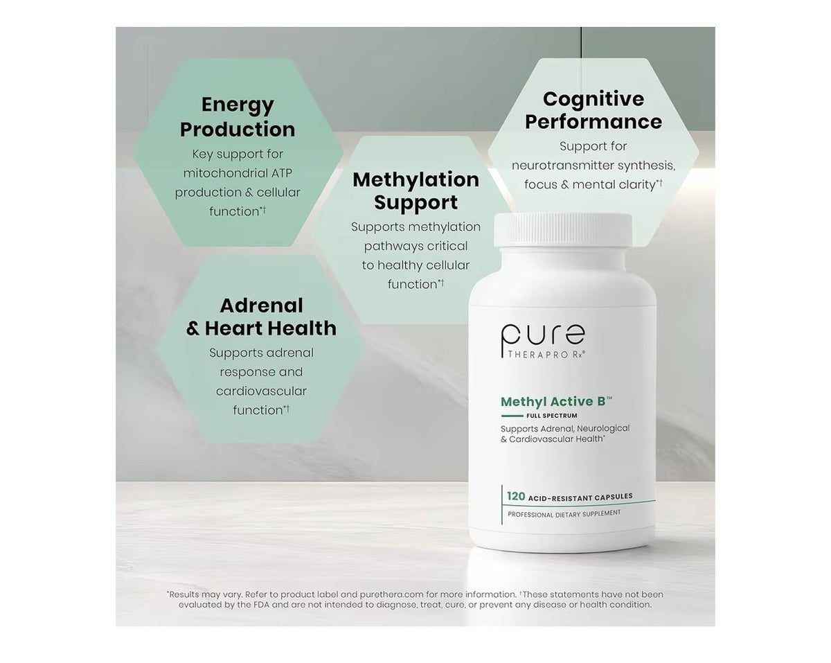 Pure Therapro Rx Methyl Active B Methylated B Vitamins for Men and Women 120caps