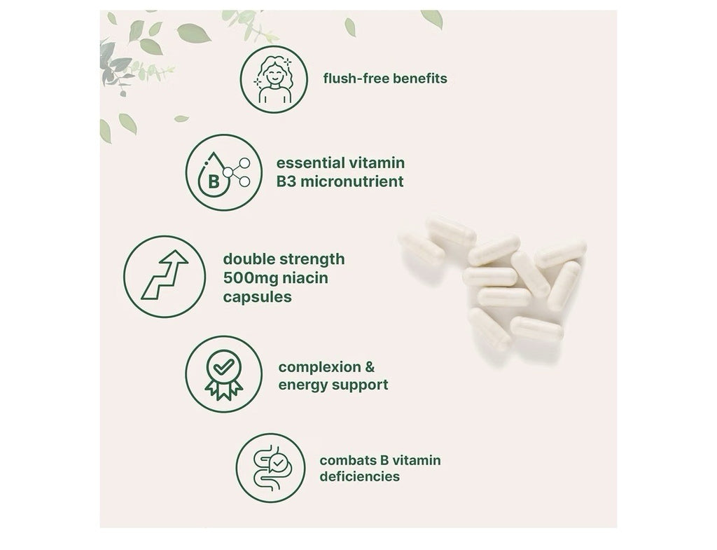 Micro Ingredients Niacin Vitamin B3 500mg Per Serving 400 Capsules Flush Free