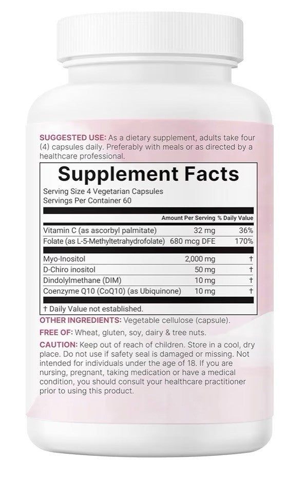 Myo-Inositol & D-Chiro Inositol 2,050mg Per Serving Clean Ingredients 240Capsule
