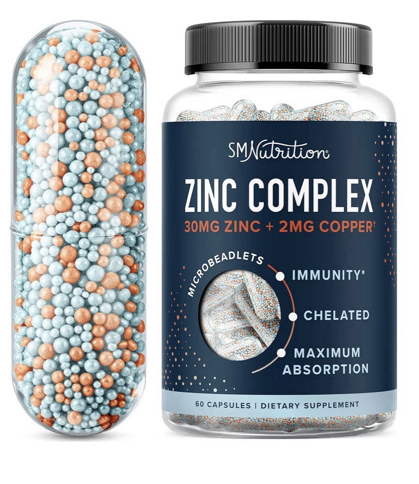 SMNutrition Zinc Supplement Microbeadlets with Copper for Immune Support 60 Caps