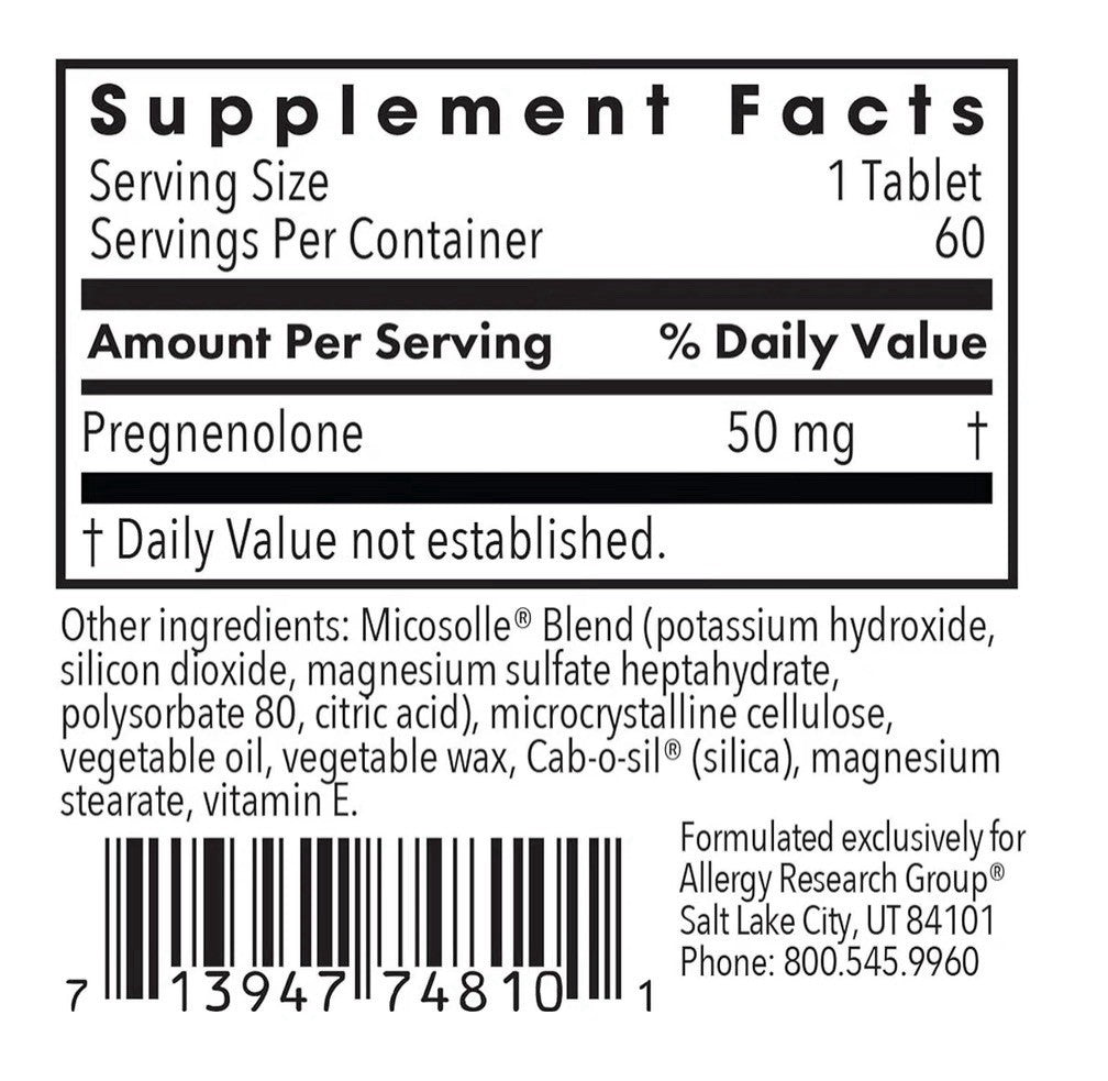 Allergy Research Group Pregnenolone 50 Micronized Hormone Precursor Support