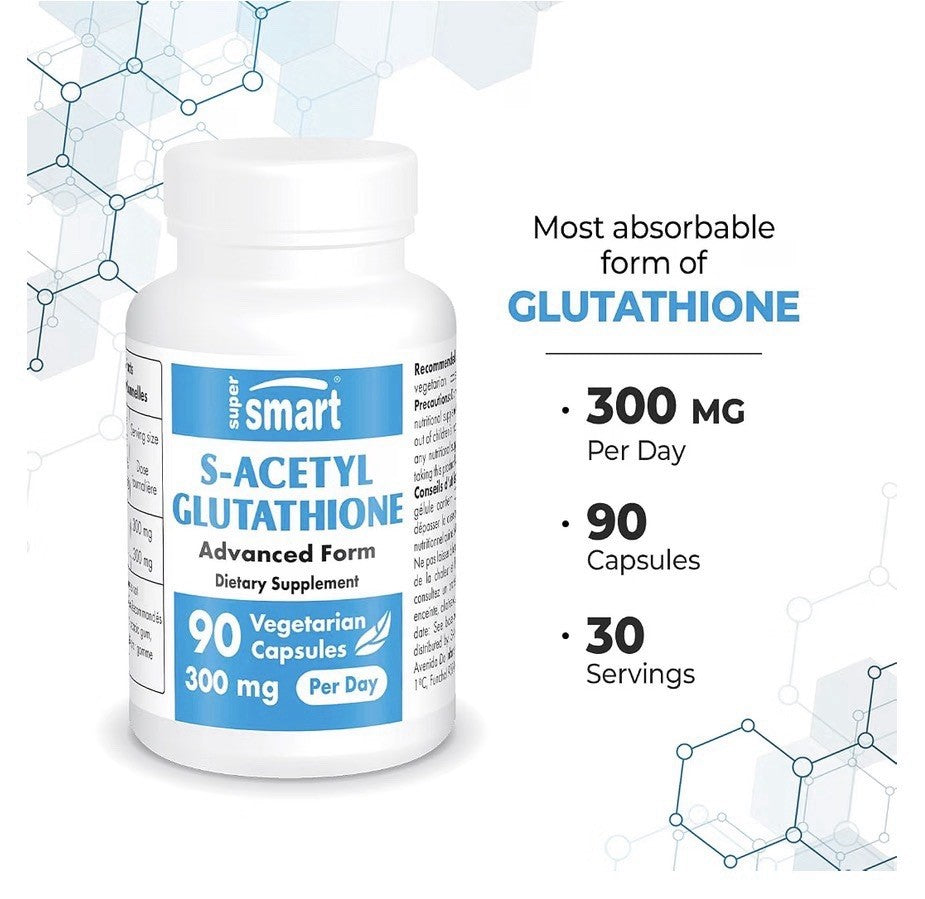 Supersmart S-Acetyl Glutathione 90 Vegetarian Capsules Dietary Supplement