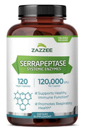 Zazzee Serrapeptase Systemic Enzymes Immune Repiratory Health 4Month Supply 120c