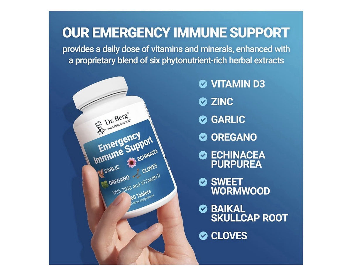 Dr. Berg Emergency Immune Support w/ Potent Blend Of Herbal Extracts 60 Tablets