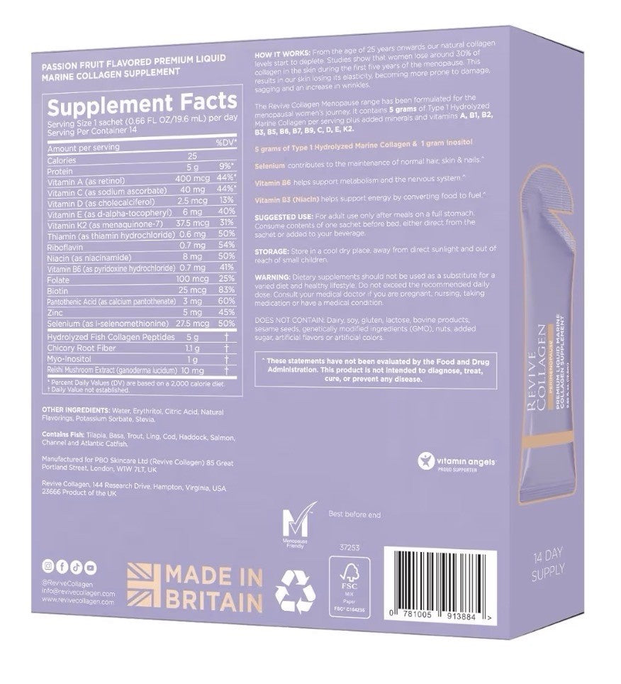 Revive Collagen Perimenopause Marine Collagen Drink For Women Daily Wellness 14P