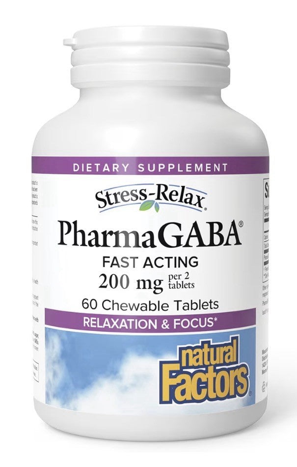 Natural Factors Pharma GABA 200mg Per 2 Tablet Relaxation Focus 60 Tablets