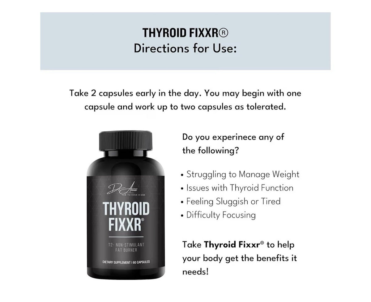 Fixxr Thyroid Support by Dr. Amie T2 Thyroid Supplement 30 Day Supply 60Capsules
