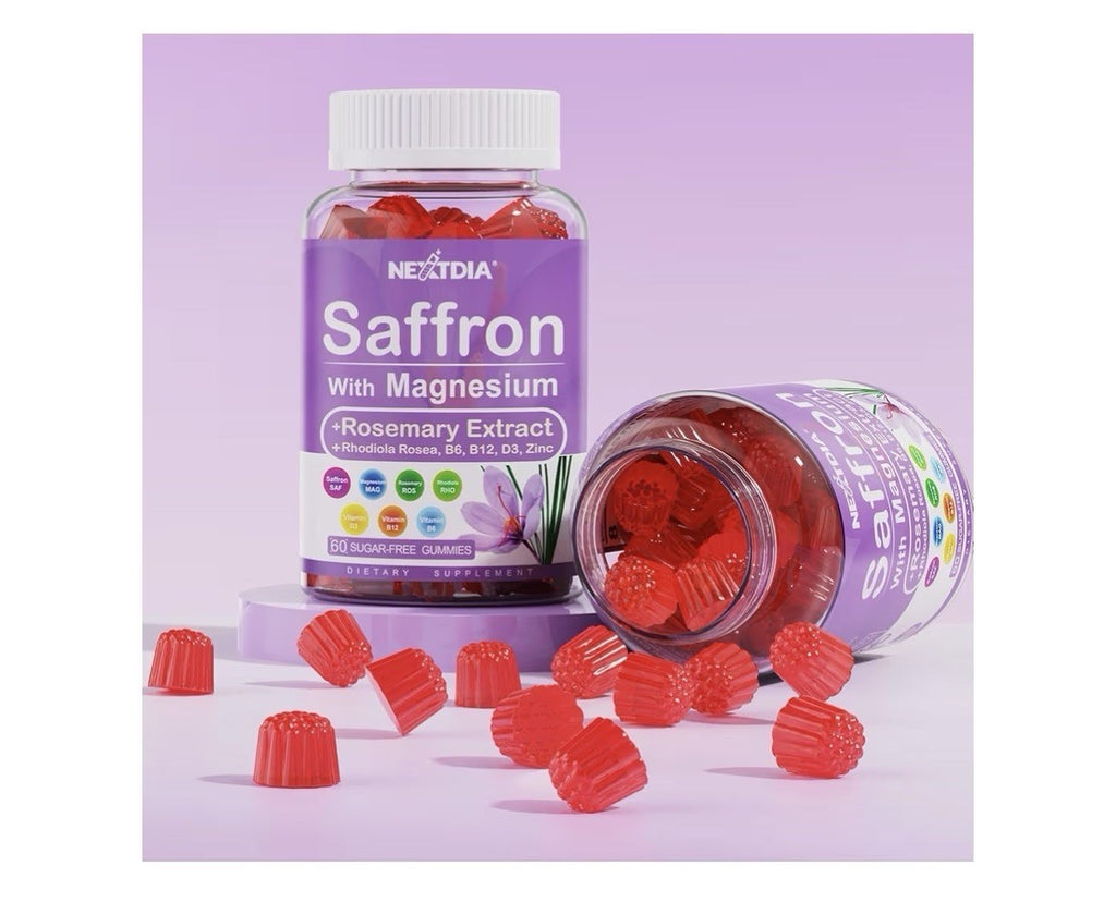 2 Pack Nextdia Saffron with Magnesium + Rosemary Extract 4 Months Supply Gummies